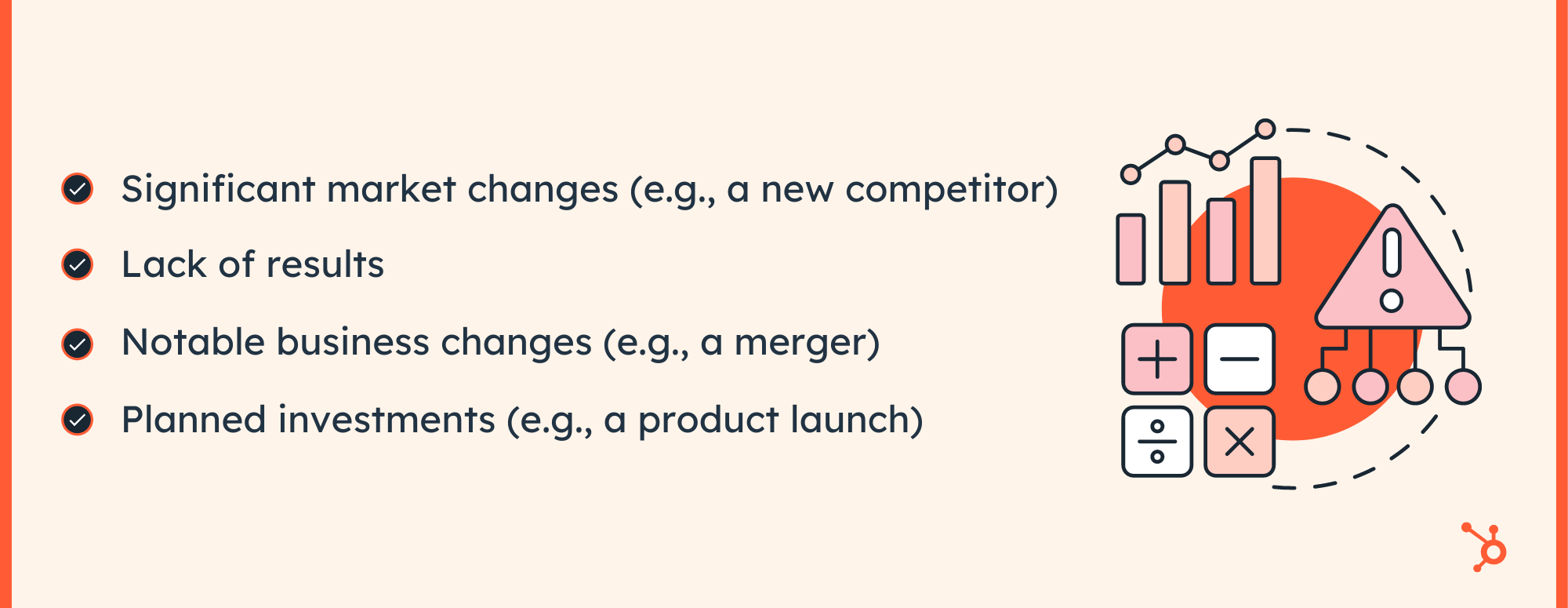Marketing Audit Triggers: significant market changes (e.g., a new competitor), lack of results, notable business changes (e.g., a merger), and/or planned investments (e.g., a rebrand or new product launch).